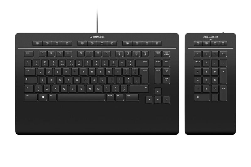 3DCONNEXION Keyboard Pro With Numpad Keyboard Office USB + RF Wireless + Bluetooth Qwertz German Black