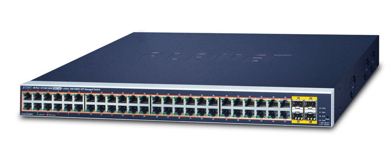 Planet GS-4210-48P4S Switch Gestionado L2/L4 Gigabit Ethernet (10/100/1000) Energía Sobre Ethernet (PoE) 1U Bl