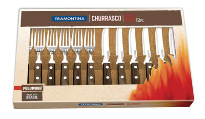 Set Asado Fsc Polywood Castañ Or 12 Pieces — image 1