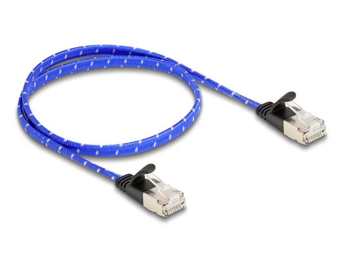 Delock RJ45 Network Cable Flat Trenzado CAT.6A U/FTP 0,5M Blue