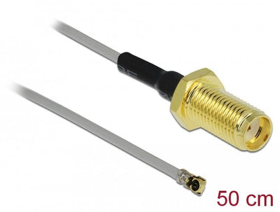 Delock 90399 Antenna Cable Sma Mampara Female a I-pex Inc., Mhf® 4 Male 0.81 50CM Length Hilo 10MM — image 1