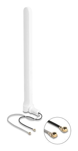 Delock Wi-Fi 6 Double Antenna 2 X I-pex Inc., Mhf® I Connector Male 2 - 5 dBi 17CM Omnidirektional With Kippge