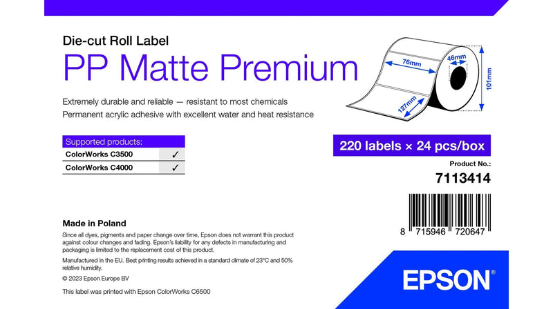 Epson 7113414 Label Printer White Label Printer Self-adhesive