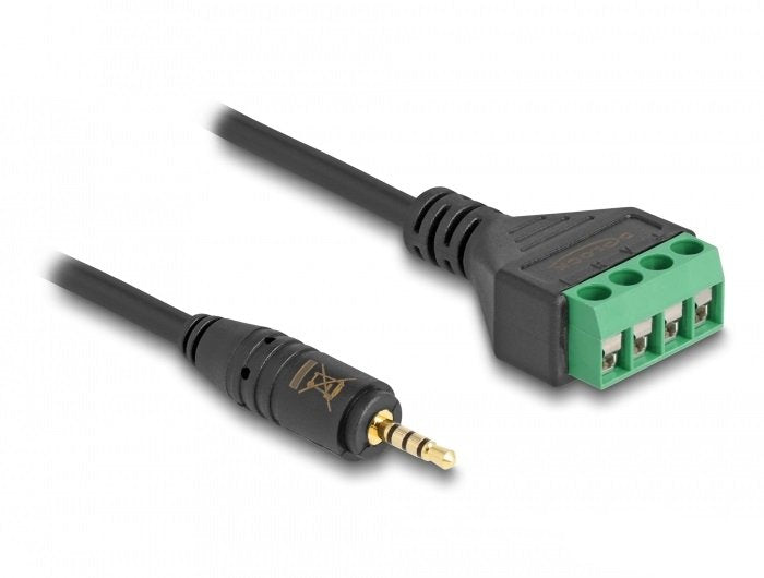 Delock 66256 Cable Adapter Plug Stereo Male 2,5MM And 4 Patillas a Bloque Terminals 20CM