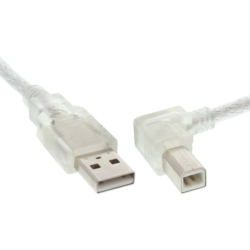 Inline USB 2.0 Cable Ángulo Recto Type a Male a B Male Transparent 0,3M
