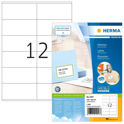 Herma Labels Premium A4 White 105X48 Mm Paper 1200 Units — image 1