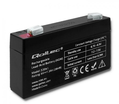 Qoltec Battery Agm 6V 1,3AH Máximo 19.5A