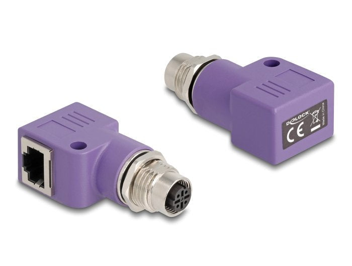 Delock M12 Adapter D-kodiert 4 Pin Connector Female a RJ45 Connector Female CAT.5E With Orificio Fijación 90°