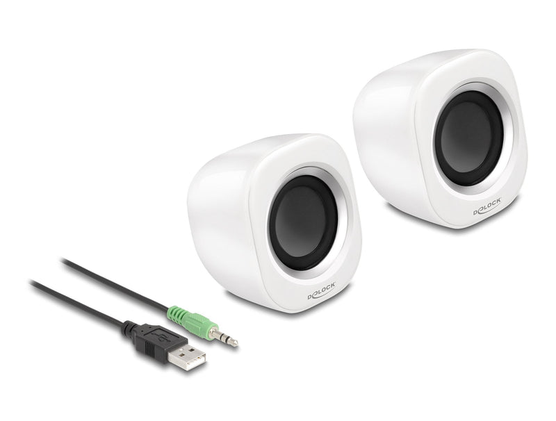 Mini Stereo PC Speaker With 3,5MM Connector Jack Male And USB Power Supply White