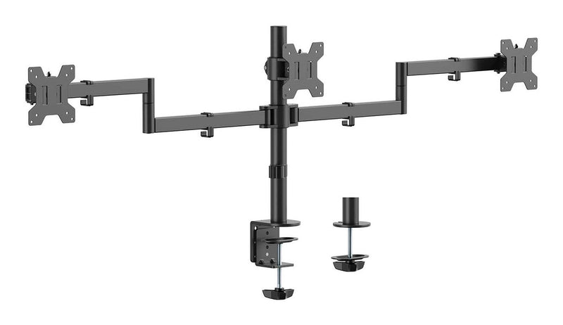 Aisens Desk Mount Eco Rotating And Tilt 3 Monitores 10KG (3 Pivots 2 Arms 13-27, Black