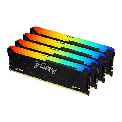 Kingston Memory Fury 64GB DDR4-3200 (4X 16GB) Black KF432C16BB12AK4/64, Beast Rgb, Intel Xmp KF432C16BB12AK4/6