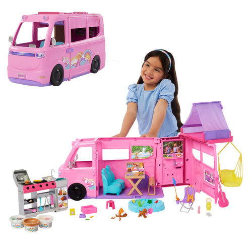 Mattel Barbie Super Abenteuer-camper Spielset With Dachzelt, Grill With Farbwechseleffekt And 60 Zubehörteilen — image 1