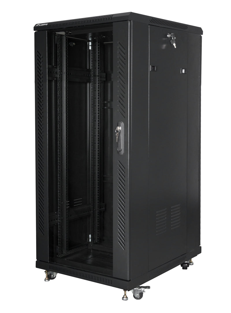 Lanberg Cabinet Independiente 19 Pulgadas Gabinete 27U 600X800 Door Glass LCD Paquete Flat Black