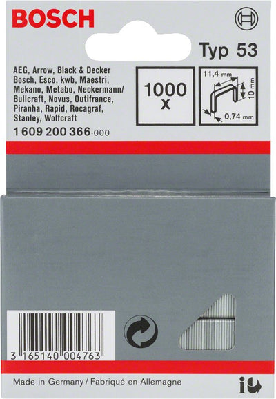 Bosch Staples Alambre Thin Professional, Type 53, 10/11,4MM, 1.000 Pieces 1609200366 — image 1