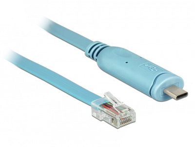 Delock Adapter USB 2.0 Type-c Male 1 X Serial RS-232 RJ45 Male 3,0M Blue — image 1