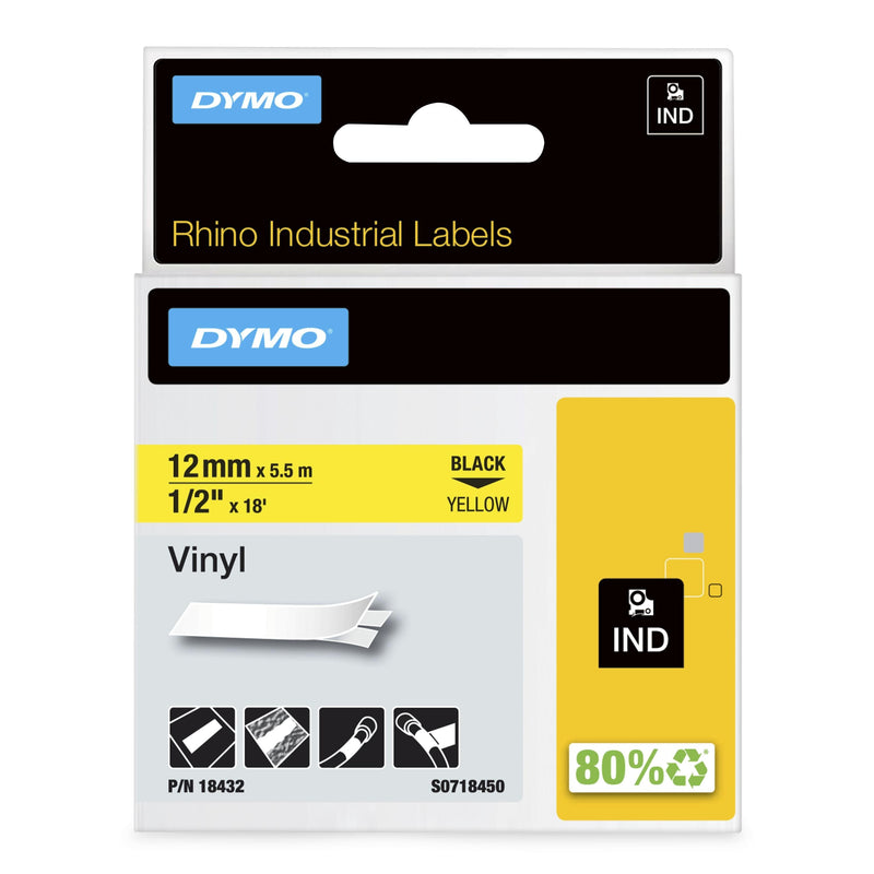 Dymo Rhino Tape ID1-12 Black/Yellow Vinilo