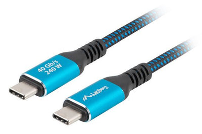 Lanberg USB Cable -c 4.0 Male/Male 1.5M 240W 8K 60HZ Black/Blue — image 1