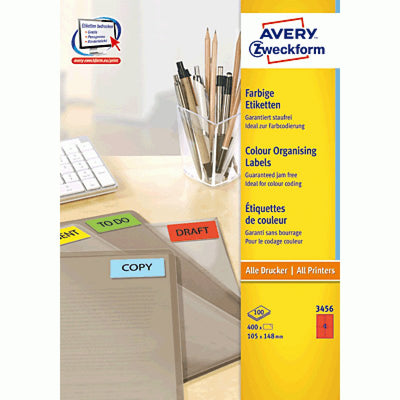 Avery Zweckform Labels 3456 Red 105,0 X 148,0MM — image 1