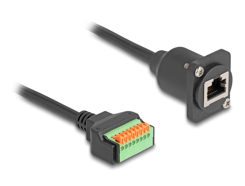 Delock D-typ Cable RJ45 Female a Terminalblock CAT.5E Black 30CM