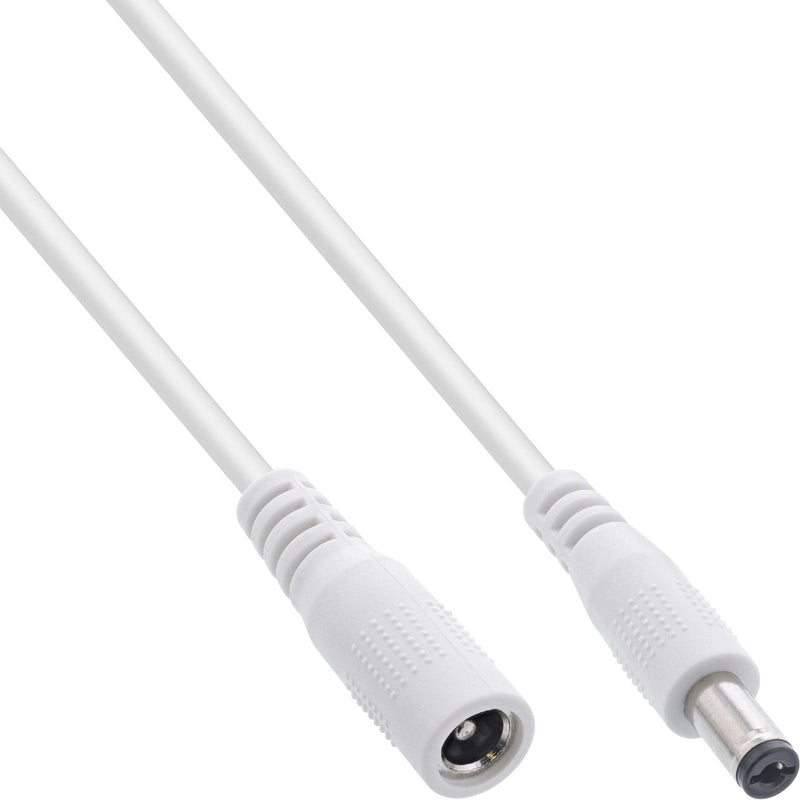 Inline® DC Extensión Cable DC Male/Female 5.5X2.5MM, Awg 18, White 0.5M
