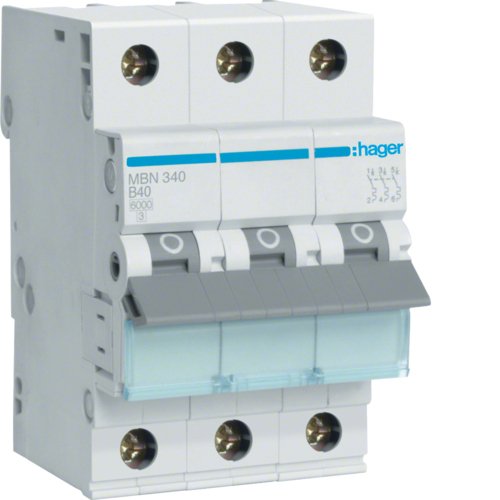Hager Switch Magnetotérmico MBN340 3POLOS 6KA B-40A 3M
