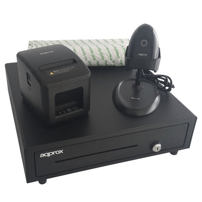 Approx Kit Tpv Cash Drawer APPCASH01 Black + Reader/Scanner APPLS11AS + Printer Thermal APPPOS80AM-USB + Pack  — image 1