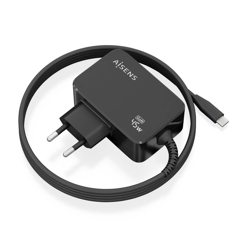 Aisens Charger GaN 45W PD 3.0 1x USB-C 1.80M, Black