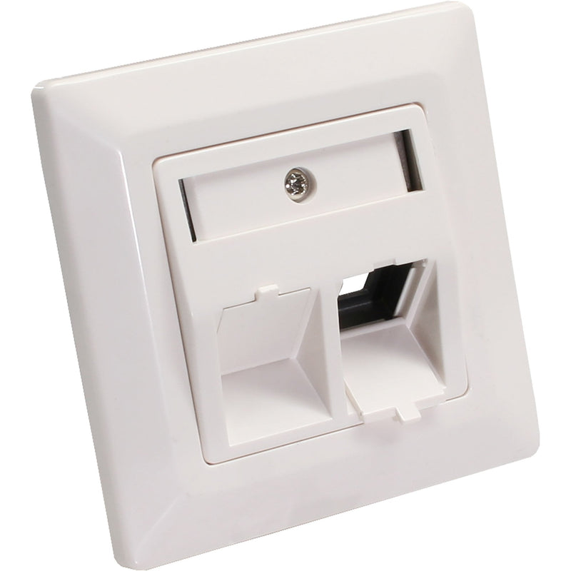 Inline Frame Set 2x RJ45 Bu/Lsa Empotrado, Keystone Snap-in, RAL9010, White Puro