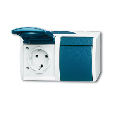 Busch Jaeger Ocean - Socket Power Cover Abatible 2-VÍAS - Ap Grey Blue Verdoso* — image 1