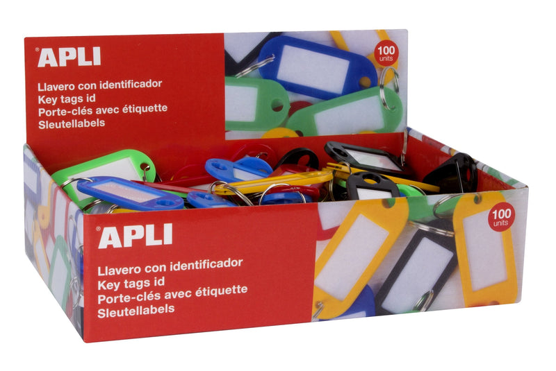 Apli Llaveros Porta Labels Plastic Box Of 100 C/Surtido