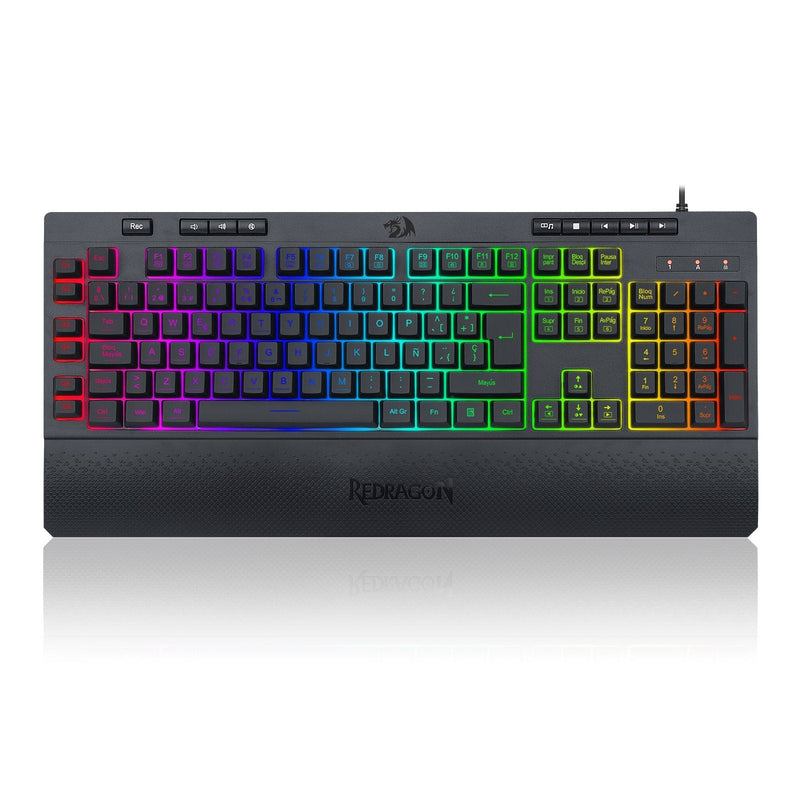 Redragon Shiva Keyboard Gaming Membrana Rbg Wrist Rest Spanish España Black