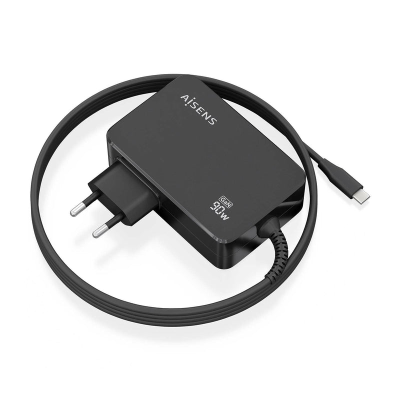 Aisens Charger GaN 90W PD 3.0 1x USB-C 1.8M, Black