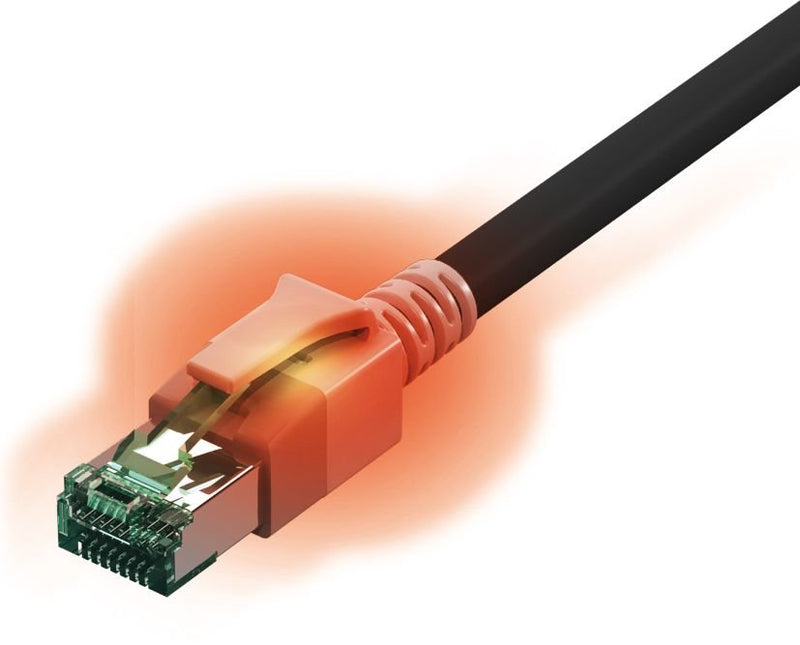 Easylan Dualboot LED Network Cable RJ45 S FTP CAT.6A (class Ea), With Sacon Plug Lsoh, Black 2M