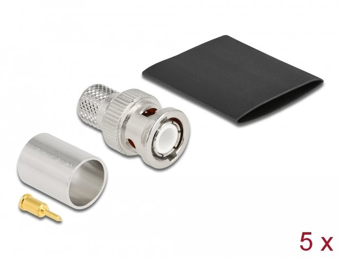 BNC Connector Male Crimpar Lmr 400 With Passendem Tubo Termorretráctil - 5 Units