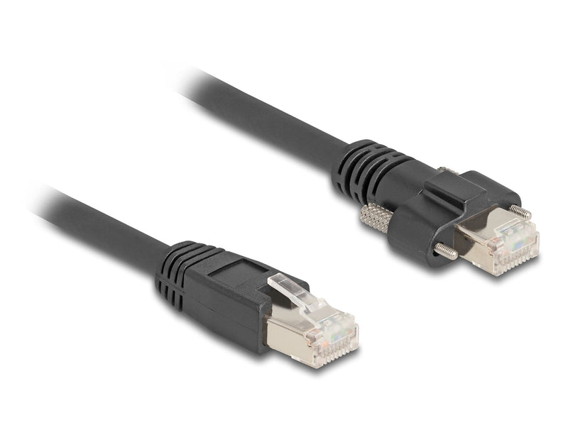 Delock 80477 Cable RJ45 Male a RJ45 Male Con Tornillos 20MM Gige Camera CAT.6A S/FTP 1M Negro