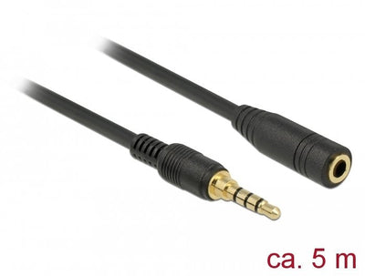 Delock 85635 Cable Extensión Connector Stereo 3,5MM 4 Pines Male a Female 5M Black — image 1