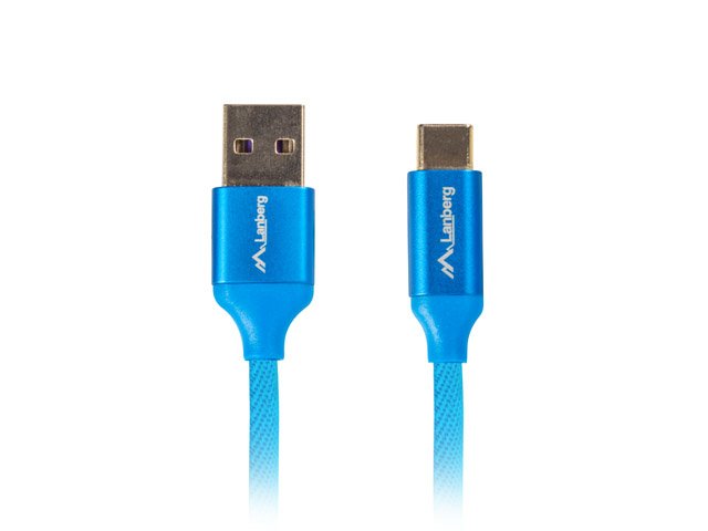 Lanberg Cable CA-USBO-22CU-0005-BL Connector USB Type-c Male a USB A-macho Supports Charging Fast 3.0 0.5M Blu
