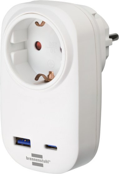 Brennenstuhl Adapter Plug + Charger USB Pd 20W White Usb-a, Usb-c, With Protection Kids 1508210010