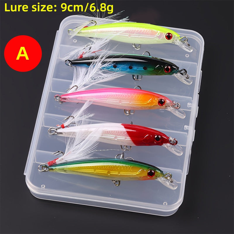 5-piece Boxed Lure Set Cross-border Minnow Bait 9 Cm