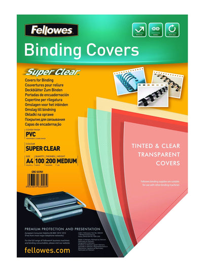 Fellowes Pack 100 Portadas Encuadernar Pvc A4 - 150 Micras - Muy Resistentes - Transparent — image 1