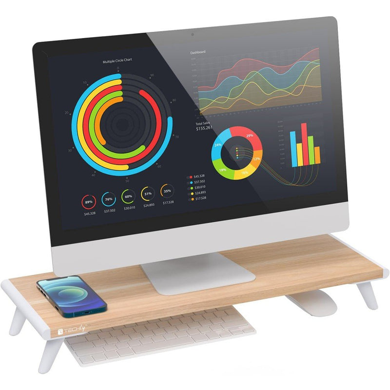 Techly Stand Monitor Riser, Naturholz