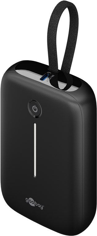 Goobay Powerbank 10.000MAH, Integriertes USB-C Cable 13CM, 20 Watt Black 10AH, 1x Usb-a, 2x Usb-c, Pd, Qc) 762