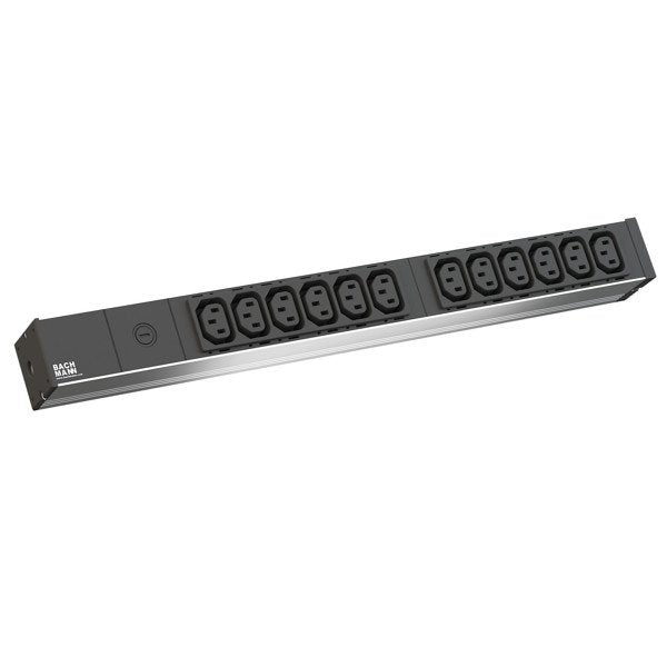 Bachmann 19-REGLETA Alu 1HE, 12 Sockets C13, Grey 2,0M C14 Male