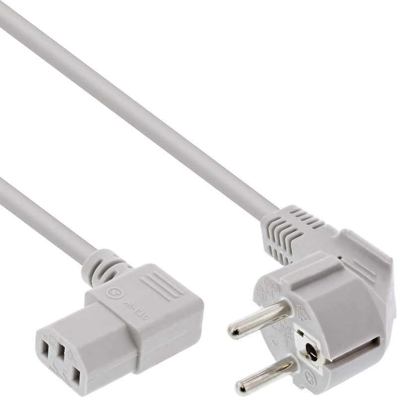 Inline Cable Power Type F Ángulo a 3 Pines IEC-C13 Ángulo Grey 1,8M