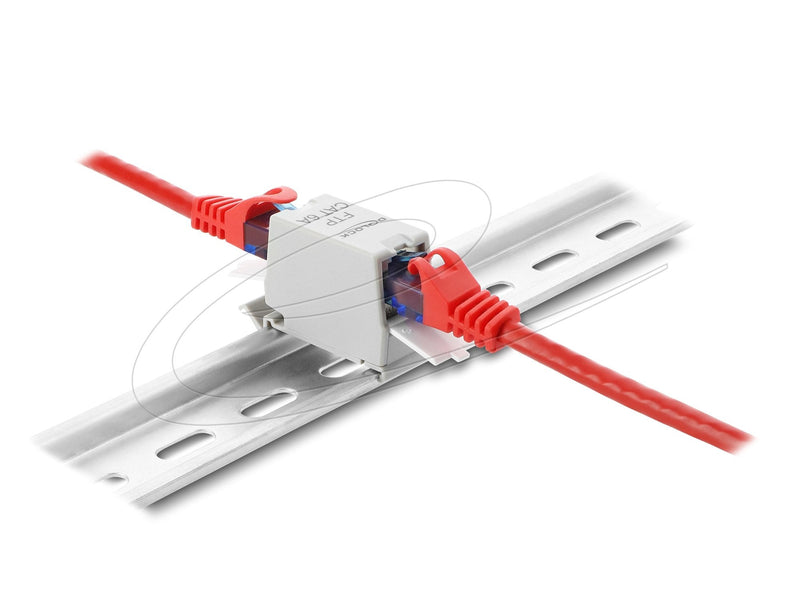 Delock RJ45 Empalme CAT.6A Connector Female a Female With Cover Antipolvo Carriles Din Assembly Apantallado Gr