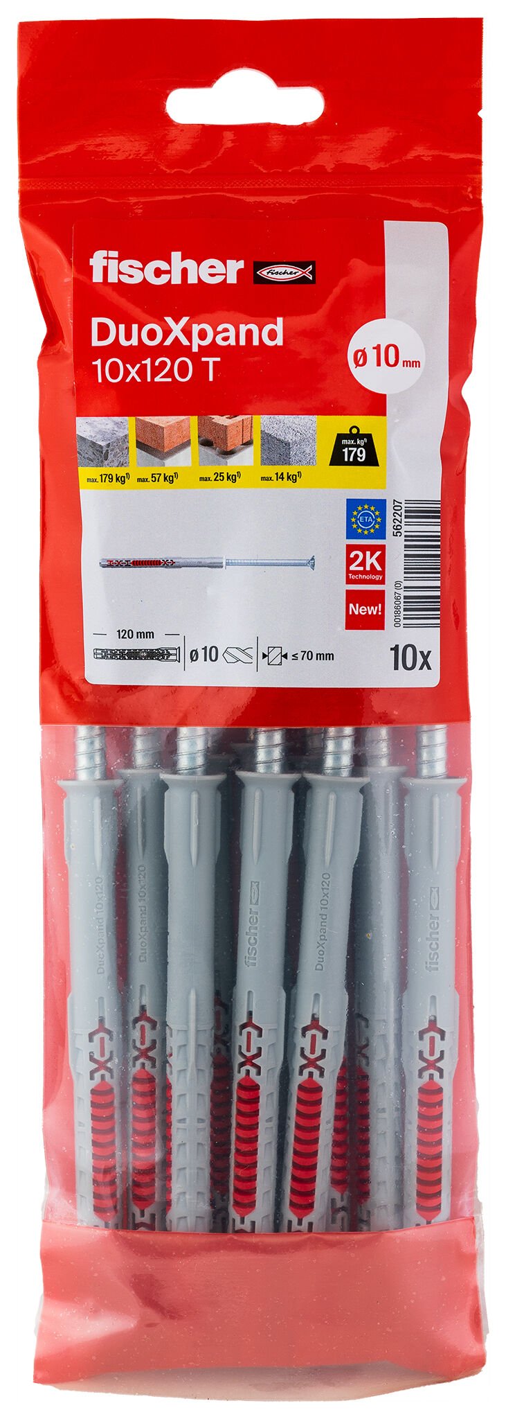 Tacos Expansión Duoxpand T Ø10 X 120MM + Screws Ø7 X 127MM, Bag 10 Units