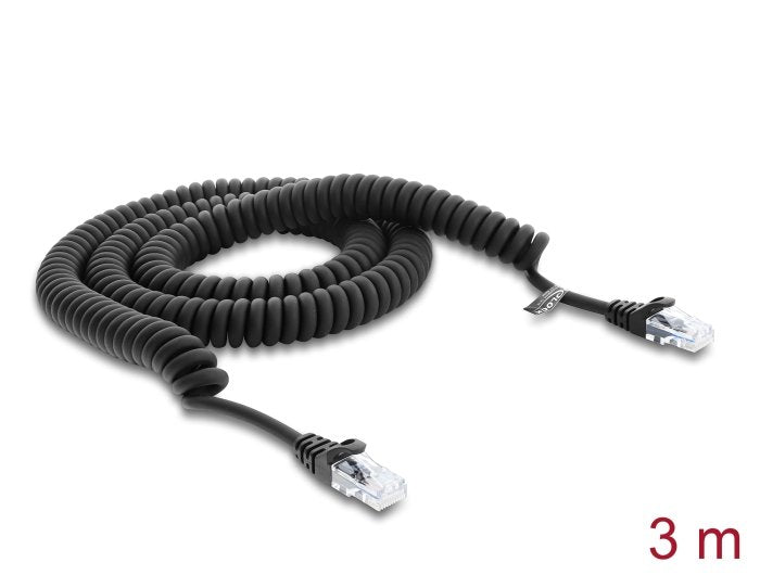 Delock RJ50 Cable Espiral Connector Male a Male 3M Black