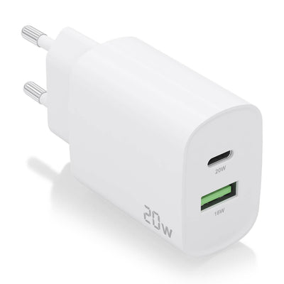 Aisens Charger 20W - 1x USB-C PD 3.0 - 1x USB-A QC3.0 - White — image 1