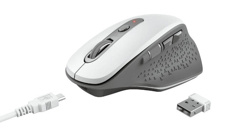 Trust Mouse Ergonómico Wireless Ozaa/ Up To 2400 DPI/ White — image 1