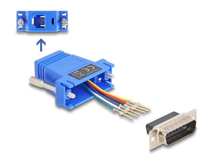 Delock D-sub 15 Pin Connector Male a RJ12 Connector Female Kit Assembly Blue